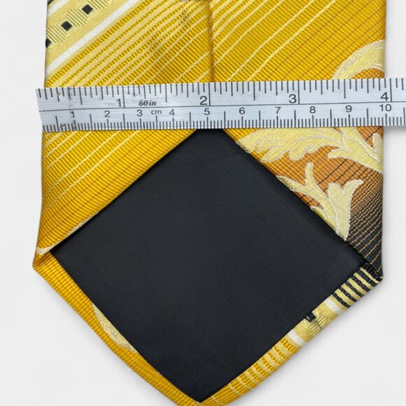 Conte Tie Vintage 1970's Wide Polyester Disco Loud Mod Striped Geometric Yellow - Picture 5 of 6